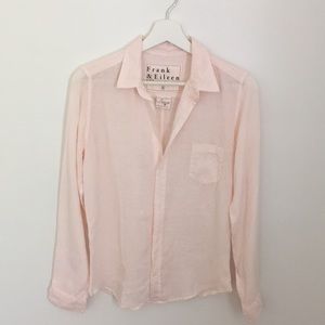Frank and Eileen Barry Shirt Small Pink 100%Linen
